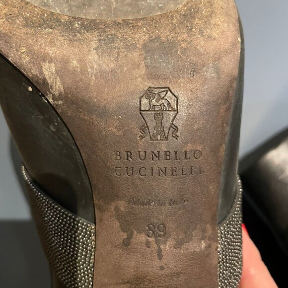 Brunello Cucinelli black leather ankle boots Sz 9 - Picture 3 of 5